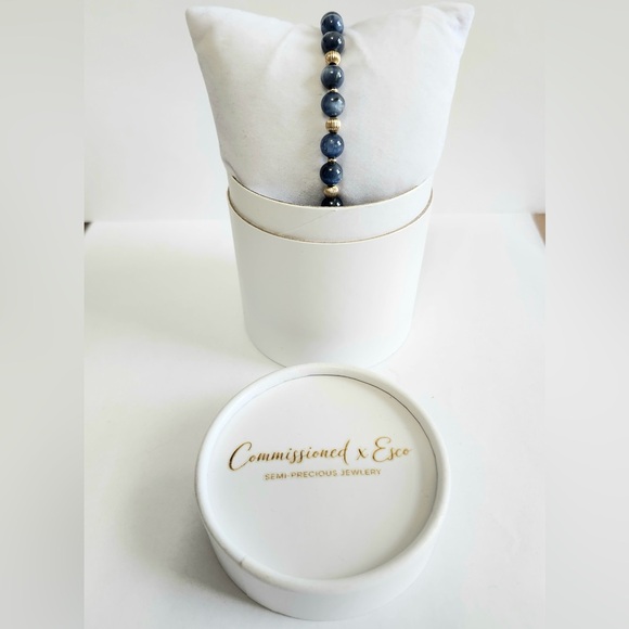 Kyanite & 14k Yellow Gold Corrugated Bracelet - Picture 5 of 5